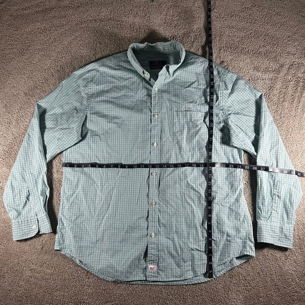 Vineyard Vines Classic Fit Murray Shirt Green Gingham Cotton Button Down Mens XL - Picture 6 of 6
